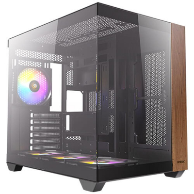 Caja ordenador gaming antec cx800 wood atx argb cristal templado negra