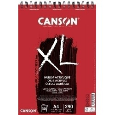 Canson XL Oleo & Acrilico Album Espiral de 30 Hojas A4 - 290g - Grano Fino - Color Blanco