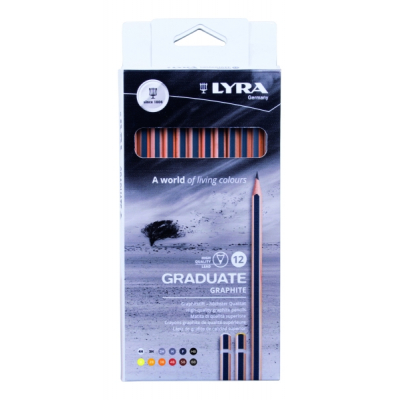 Lyra Graduate Pack de 12 Lapices de Grafito - Graduaciones Surtidas - Color Negro
