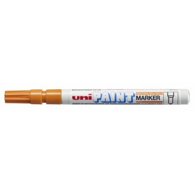 Uni-ball PX-21 Paint Marker - Marcador de Pintura - Punta Acrilica de Bala 0.8-1.2mm - Permanente en Todas las Superficies - Resistente a Luz y Agua - Cuerpo de Aluminio - Color Naranja