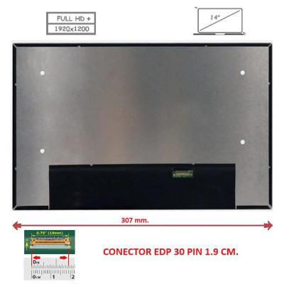 Pantalla compatible para portátil LED 14\ Slim 30 pines FHD+ Sin reborde