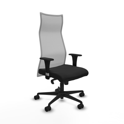 Albacete malla XL sincro malla gris similpiel negro brazos 1D base nailon ruedas 65mm nailon