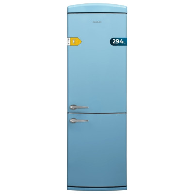 Cecotec Bolero CoolMarket Combi Origin 294+ Blue E Frigorifico Combi - Capacidad 294L - Congelacion Ultrarapida - Estilo Retro - Frio Envolvente - Clase E - 60.5x63.1x190.2cm - Color Azul