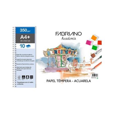 FABRIANO BLOC ESPIRAL PAPEL ACUARELA 10H 350G A4+