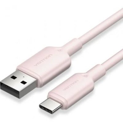 Cable USB 2.0 Tipo-C Vention CTQPF/ USB Tipo-C Macho - USB Macho/ Hasta 60W/ 480Mbps/ 1m/ Rosa