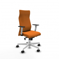 Piqueras y Crespo Albacete direcci?n sincro similpiel naranja brazos 1D blancos base blanca ruedas 65 nailon