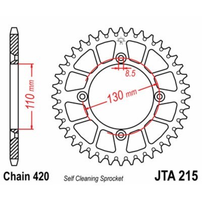 Corona JT 215 de aluminio con 55 dientes JTA215.55