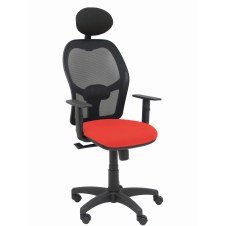 Piqueras y Crespo Silla Alocén malla negra asiento bali naranja oscuro brazos regulables cabecero fijo