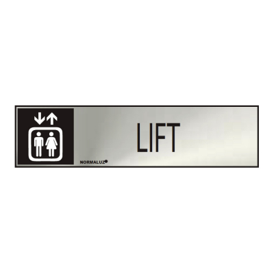 Cartel informativo lift (inox adhesivo 0.8mm) 5x20cm normaluz