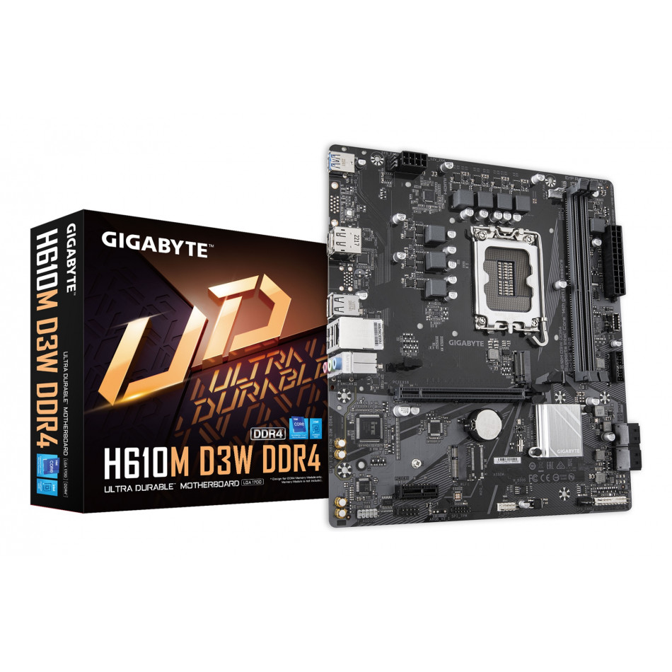H610M D3W DDR4 Placa base - Compatible con procesadores Intel Core de 14ª generación, VRM de 5+1+1 fases, hasta 3200 MHz DDR4, 1xPCIe 3.0 M.2, LAN 1 GbE, USB 3.2 Gen 1