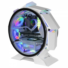 Mars Gaming MCORB Blanco Caja PC Gaming Micro-ATX XL Diseño Circular Custom Doble Cristal Templado