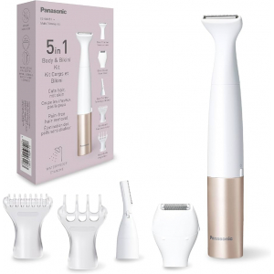 Afeitadora corporal Panasonic Kit de bikini y cuerpo ES-WM31-P301, 5 en 1, resistente al agua IPX7, blanco