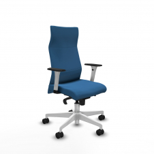 Piqueras y Crespo Albacete direcci?n sincro similpiel azul claro brazos 1D blancos base blanca ruedas 65 nailon