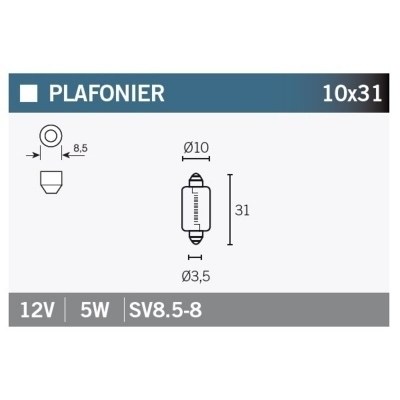 Caja de 10 lámparas SV8.6-8 12V5W SV8.5-8-12VX5W