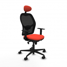 Piqueras y Crespo Jorquera sincro malla negra bali naranja oscuro brazos 1D base nailon cabecero fijo ruedas 65mm nailon