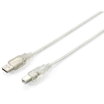 128652 Cable USB 2.0 de tipo A macho a tipo B macho, 5,0 m, plateado transparente