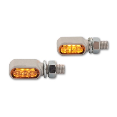 HIGHSIDER CNC LED indicators Little Bronx, silver, tinted glass, E-approved, pair 204-2861