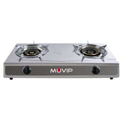 Cocina de gas Muvip Serie Strong 2 fuegos - Acabado inox | Encendido piezoeléctrico | Quemadores de hierro fundido desmontables