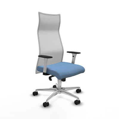 Albacete malla sincro malla blanca bali azul cielo brazos blancos base aluminio ruedas 65 mm nailon