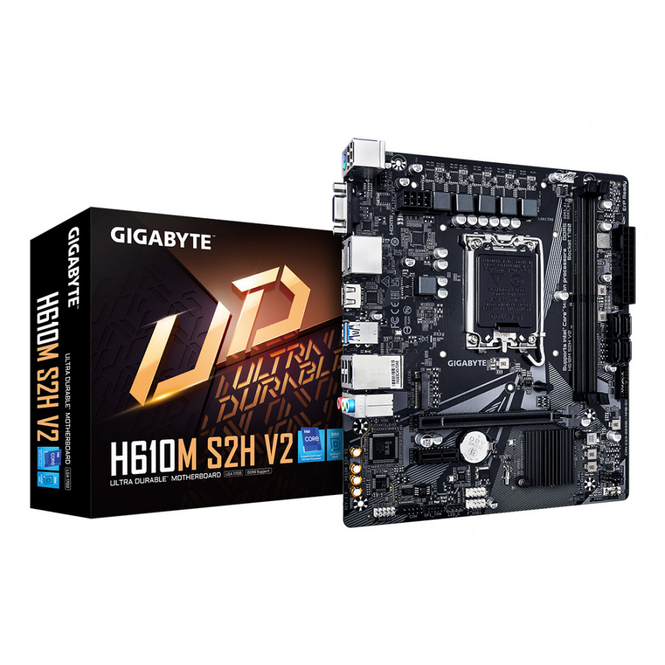 H610M S2H V2 Placa base - Soporta CPUs Intel Core de 14ª generación, 4+1+1 Fases Híbridas VRM Digital, hasta 5600MHz DDR5, 1xPCIe 3.0 M.2, GbE LAN, USB 3.2 Gen 1