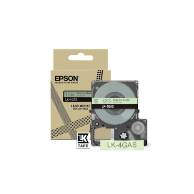 EPSON Cartucho de etiquetas Colour Tape Green/Grey 12mm(8m) LK-4GAS