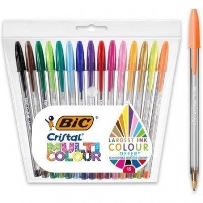 Bolígrafos de Tinta de Aceite Bic Cristal Multicolour 964899/ 15 unidades/ Colores Surtidos