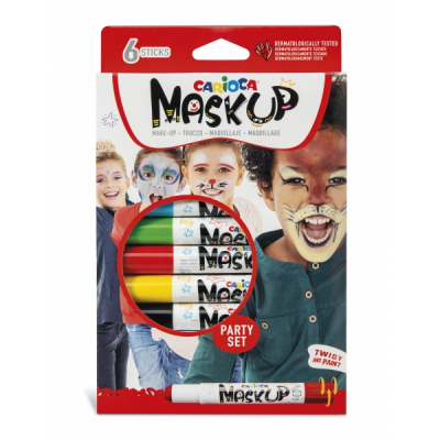 Carioca Mask Up Pack de 6 Colores para la Piel en Barra - Colores Brillantes - Lavables - Base Agua - Incluye 2 Tutoriales Paso a Paso - Color Varios