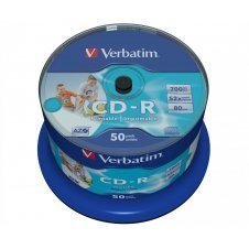 CD-R VERBATIM 50 UNIDADES 700MB 54x IMPRIMIBLE 43438