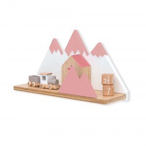 Estantería infantil pared con forma de montañas madera/rosa · Aneto H160-M9759