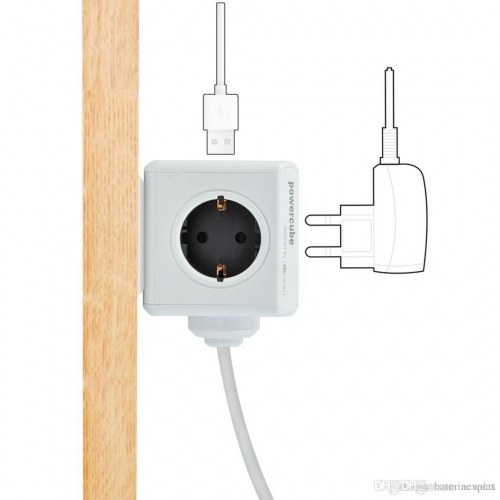 PowerCube Regleta 4 Enchufes y 2 USB con Cable 1,5m