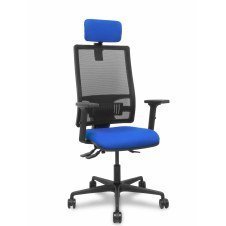 Piqueras y Crespo Silla Bormate asincro malla negra asiento bali azul brazos 2D ruedas 65mm cabecero regulable