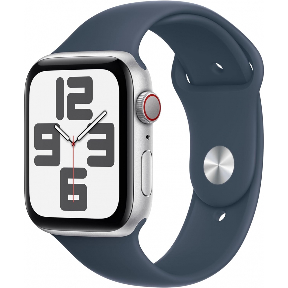 Apple Watch SE 2 Gen 2023/ GPS/ Cellular/ 44mm/ Caja de Aluminio Plata/ Correa Deportiva Azul Tempestad S/M