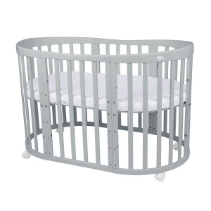 Cuna ovalada 7 en 1 con colchón Gray
