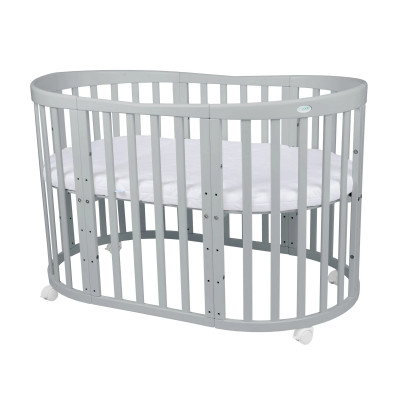 Cuna ovalada 7 en 1 con colchón Gray