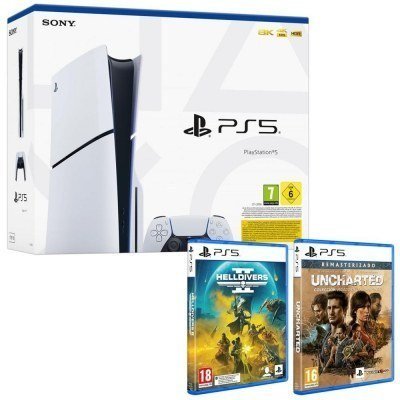 Consola ps5 sony playstation 5 slim 1tb chasis d + uncharted legacy collection + helldivers