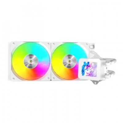 SISTEMA DE REFRIGERACION LIQUIDA MARS GAMING MLVISION240W BLANCO 2x120mm ARGB TPD 500W PANTALLA LCD