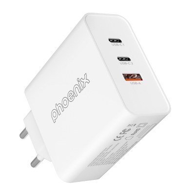 Cargador tipo c 65w gan phoenix universal para portatil tablet o smartphone carga rapida