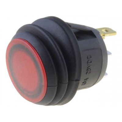 Pulsador Unipolar OFF-(ON) Luminoso Rojo Led 24Vdc IP65
