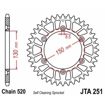 Corona JT 251 de aluminio con 51 dientes JTA251.51