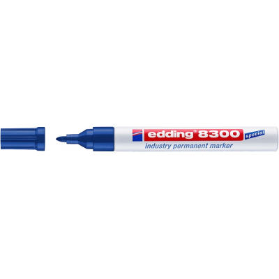 Edding 8300 Rotulador Permanente Industrial - Punta Redonda 1.5-3mm - Tinta Resistente al Desgaste, Roce y Luz - Color Azul