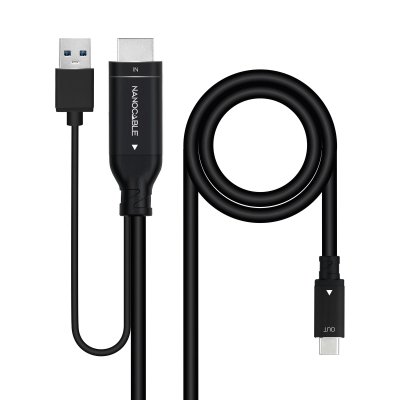 Cable HDMI Nanocable 10.15.4354/ HDMI Macho - USB Macho/ USB Tipo-C Macho/ 1.8m/ Negro
