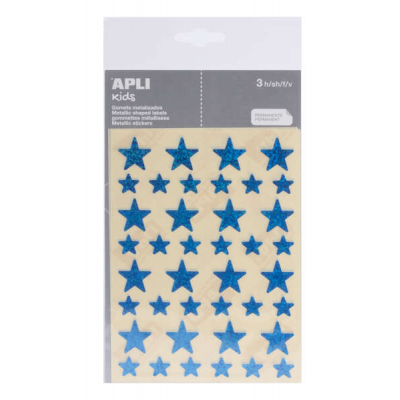 Apli Gomets Estrella Holograficos - Tamaño 12.5mm y 19.5mm - Adhesivo Permanente - 120 Gomets por Bolsa - Desarrollo de Habilidades y Creatividad - Color Azul
