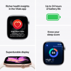 apple watch series 11 gps caja de aluminio oro rosa 42mm, color de correa rosa rubor correa deportiva talla m/l