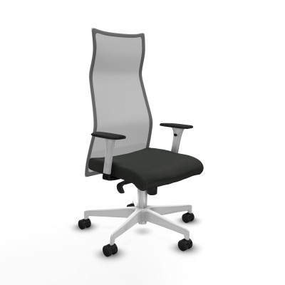 Albacete malla sincro malla gris bali negro brazos blancos base blanca ruedas 65 mm nailon