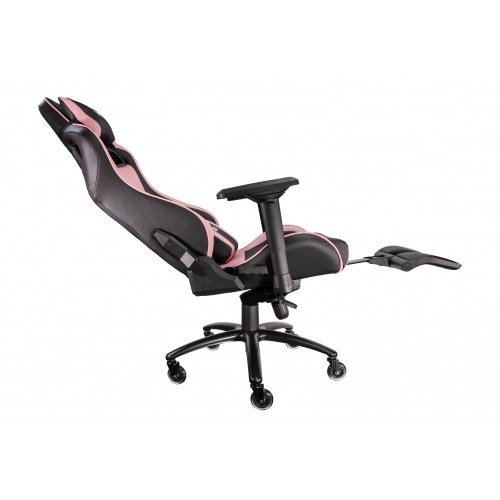 Talius silla Caiman V2 gaming negra/rosa reposapies, 4D, Frog, base metal, ruedas 75mm silicona, gas