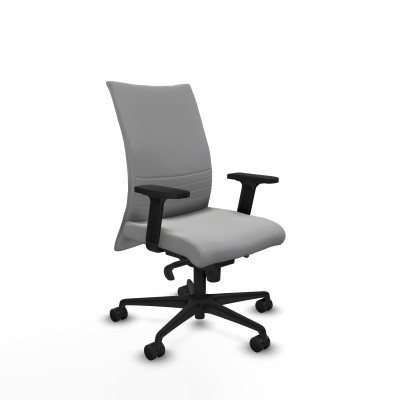 Albacete confidente sincro similpiel gris claro brazos 2D base nailon ruedas 65 mm nailon