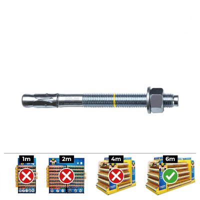 Anclaje homologado ce bap ø10x125mm/50 zincado (caja 25 unid)