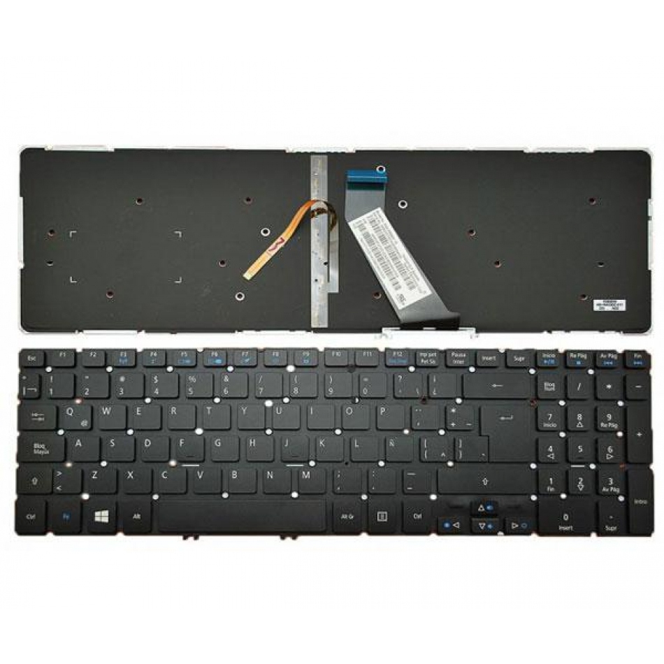 Teclado para portátil Acer Aspire v5-571 / v5-531 retroiluminado negro