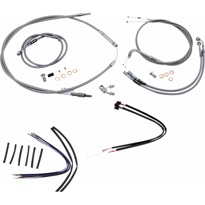 Kit completo de cable de manillar/línea de freno en acero inoxidable trenzado BURLY BRAND B30-1127