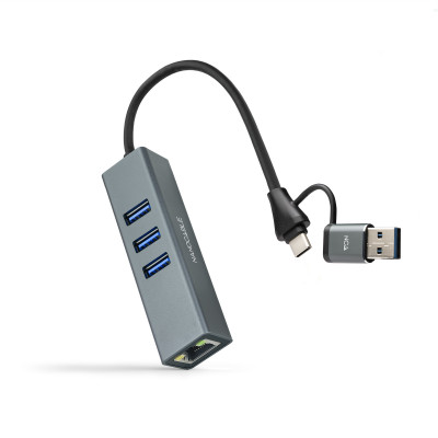 Nanocable Conversor USB-C+USB-A/M RJ45+ 3xUSB-A